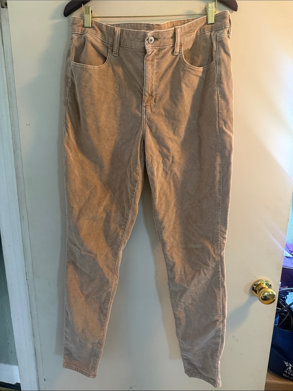 American Eagle Women’s Skinny Ribbed Corduroy Jeans Light Tan Sz 12 Long EUC